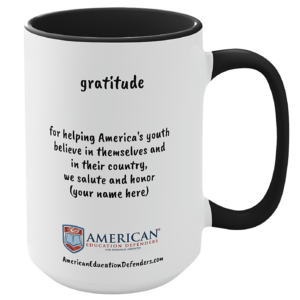15 oz Gratitude Mug, with your name, for a contribution of...